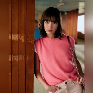 100% CASHMERE Pink Sleeveles